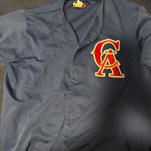 Vintage blue Mesh Button-Up angels jersey